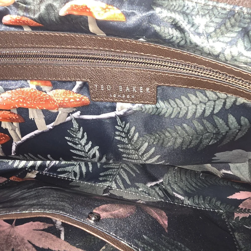 Ted Baker Bocelli Striped Leather Satchel Messenger Bag Color Block Brown Mens - Picture 5 of 6